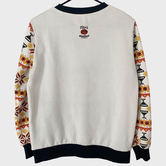 Tito's Vodka Embroidered Pullover Crewneck Holiday Sweatshirt White Men's Small - Picture 3 of 13